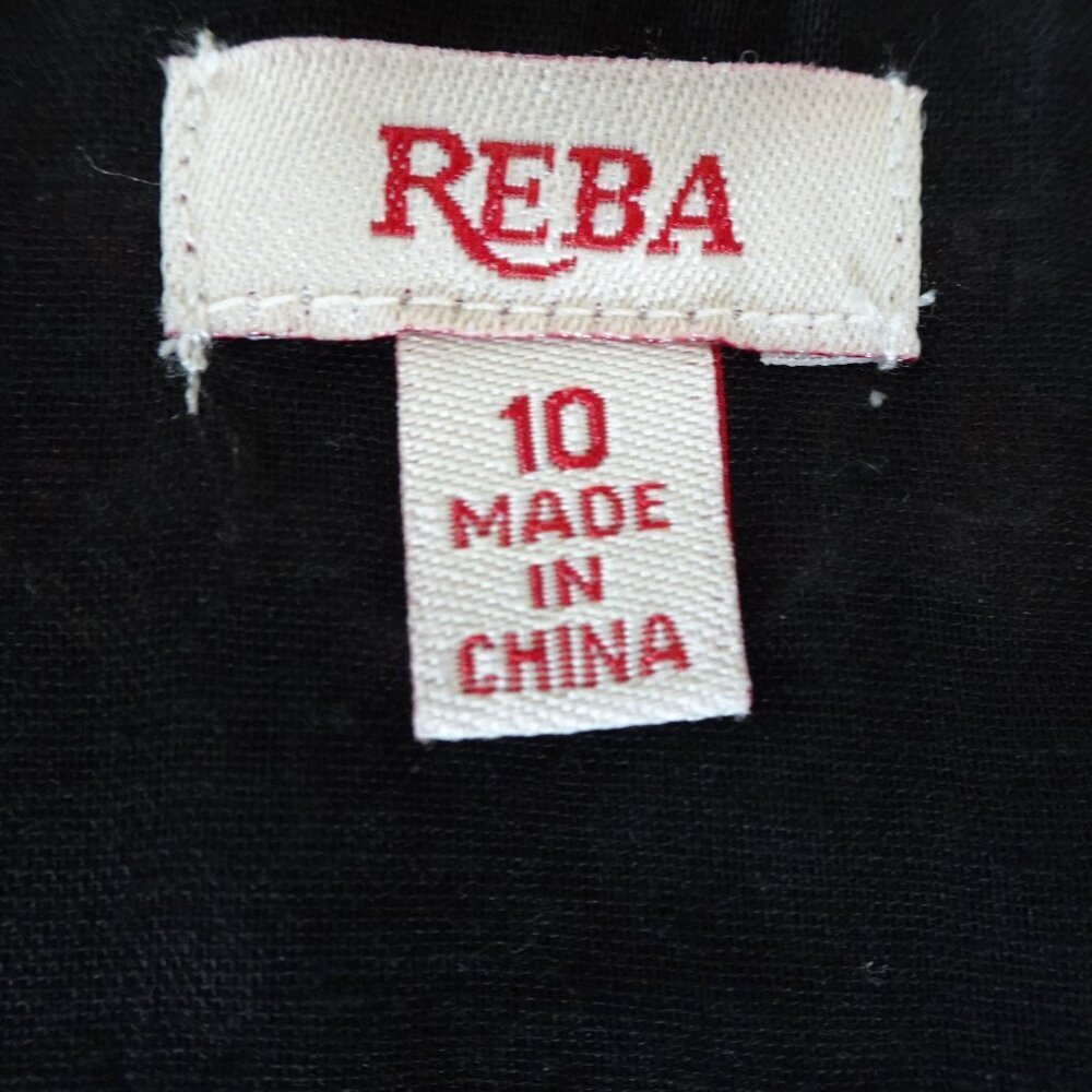 Reba Embroidered Dress Women's Size 10 Black Ruffle Tiered V-Neck Midi Boho - Picture 8 of 12